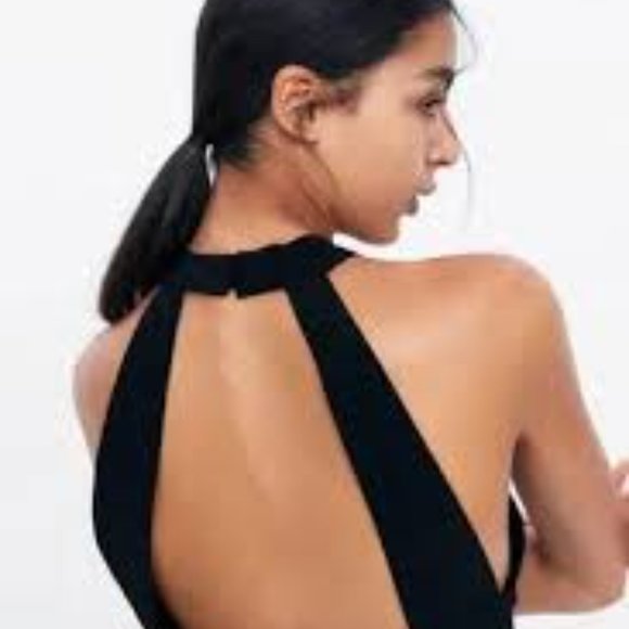 Zara Backless Black Silky Halter Dress - Picture 7 of 7